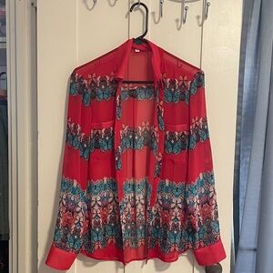 Express Red and Blue Blouse